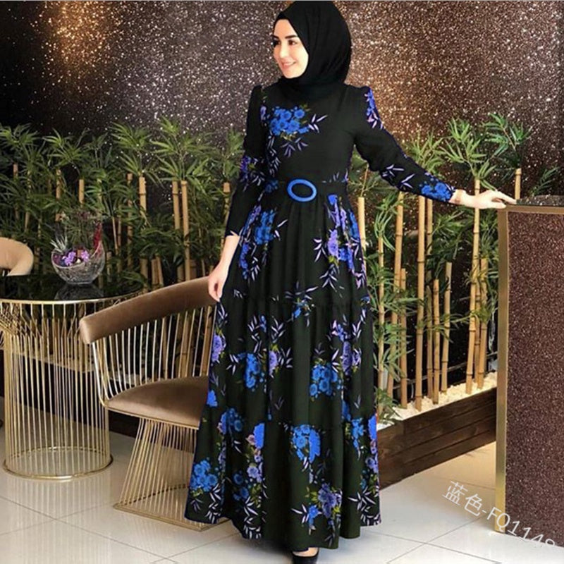 Women'S Printed Plus Size Muslim Dress 4Xl - Chic Angle